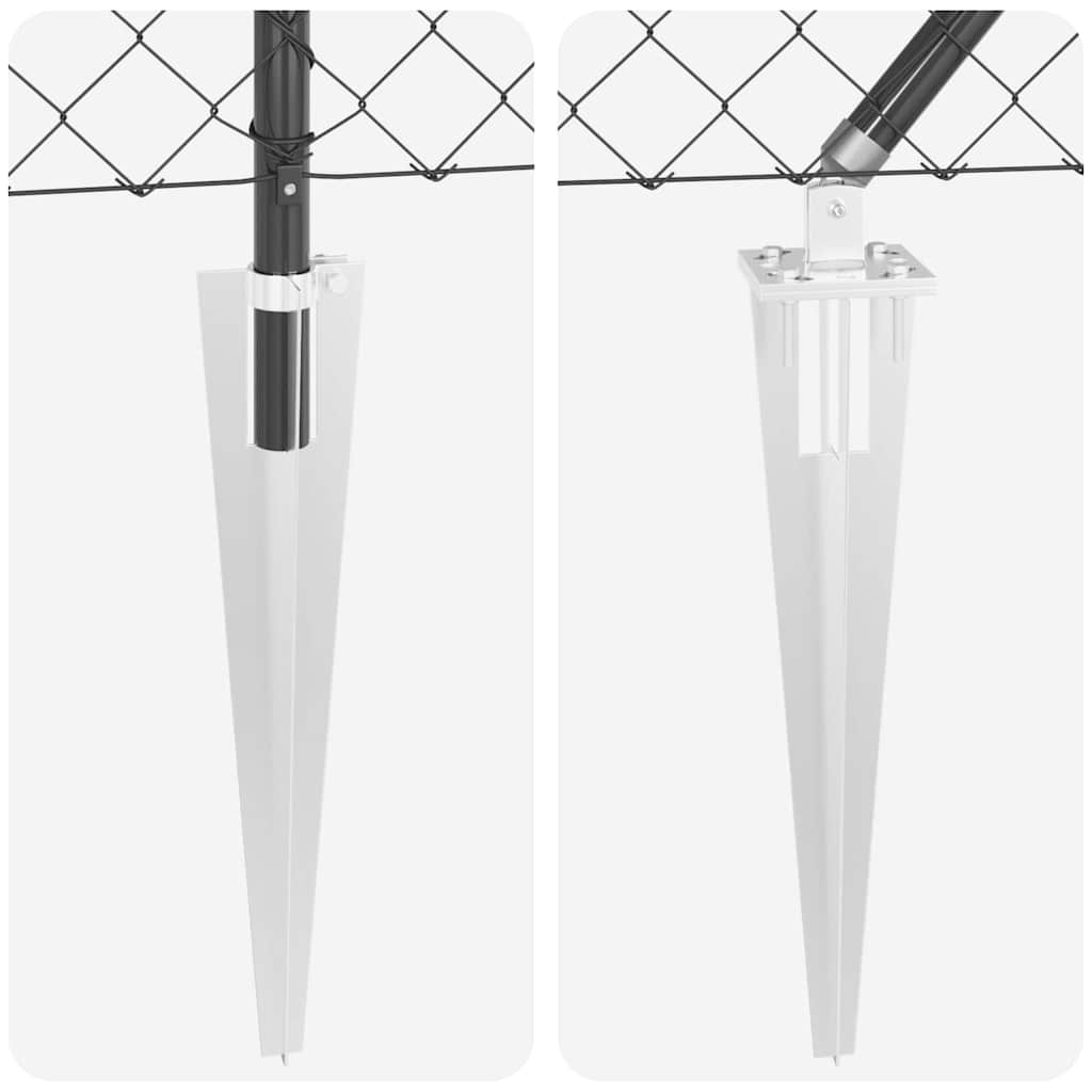 Kettengliedzaun mit Pfosten Grau 1.6 x 25 m Stahl